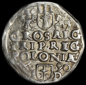 Sigismund III Vasa, Trojak 1590, Poznań - crown with rosettes, I - D