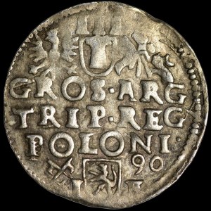 Sigismund III Vasa, Trojak 1590, Poznań - crown with rosettes, I - F