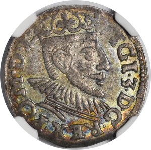 Sigismund III Vasa, Trojak 1591, Poznań - high crown with lilies