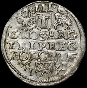 Sigismund III Vasa, Trojak 1591, Poznań - crown with lilies, SIG III