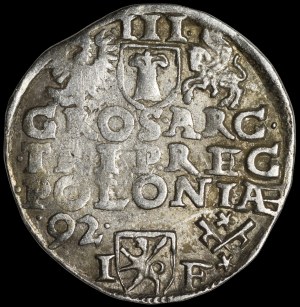 ygmunt III Waza, Trojak 1592, Poznań - low crown, date left