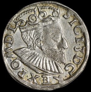 Sigismund III Vasa, Trojak 1593, Poznań - low crown, date on the left