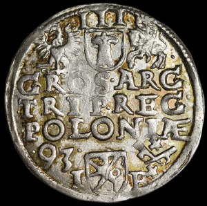 Sigismund III Vasa, Trojak 1593, Poznań - low crown, date on the left