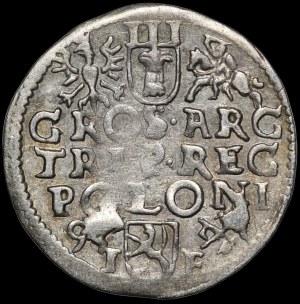 Sigismund III Vasa, Trojak 1593, Poznań - high crown, date on the left