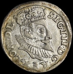 Sigismund III Vasa, Trojak 1597, Poznań - a branch divides the date, three lines