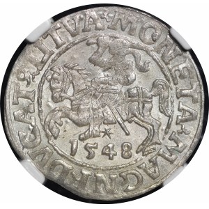 Zygmunt II August, Półgrosz 1548, Wilno - arabska 1, LI/LITVA - piękny