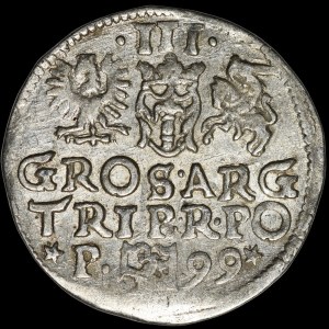 Zygmunt III Waza, Trojak 1599, Poznań - P z lewej - gwiazdki
