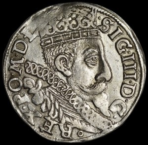 Sigismund III Vasa, Trojak 1597, Bydgoszcz - inscription in two lines - hybrid