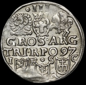 Sigismund III Vasa, Trojak 1597, Bydgoszcz - inscription in two lines - hybrid