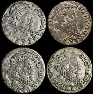 Sigismund III Vasa, Trojak 1621-24 Krakow - set (pcs.4)