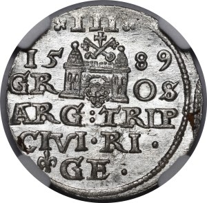 Sigismund III Vasa, Troika 1589, Riga - lily on the left - beautiful