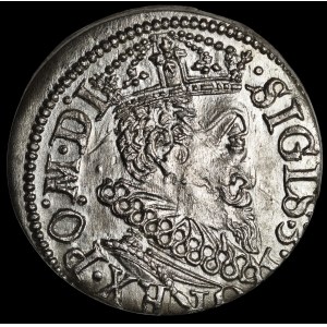 Zygmunt III Waza, Trojak 1619, Ryga - wąska kryza - piękny i rzadki