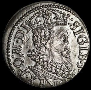 Sigismund III Vasa, Trojak 1619, Riga - narrow orifice - beautiful and rare