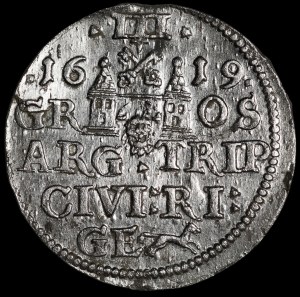 Sigismund III Vasa, Trojak 1619, Riga - wide orifice - rare