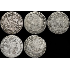 Zygmunt III Waza, Szóstak 1624-1626, Kraków - zestaw (szt. 5)