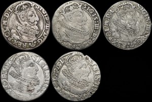 Sigismund III Vasa, Sixpence 1624-1626, Cracow - set (pcs. 5)