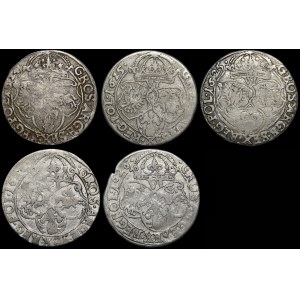 Zygmunt III Waza, Szóstak 1624-1626, Kraków - zestaw (szt. 5)