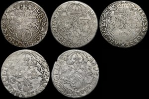 Sigismund III Vasa, Sixpence 1624-1626, Cracow - set (pcs. 5)