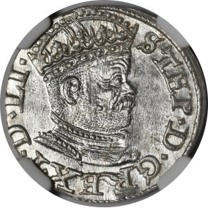 Stefan Batory, Trojak 1586, Ryga - mała głowa, LI - piękny i rzadki
