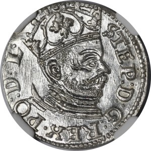 Stefan Batory, Trojak 1584, Riga - rosettes - exquisite