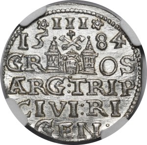Stefan Batory, Trojak 1584, Riga - rosettes - exquisite