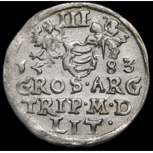Stefan Batory, Trojak 1583, Wilno - herb Leliwa