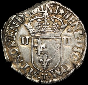 Henry of Valois, 1/4 Ecu 1587 T, Nantes - beautiful