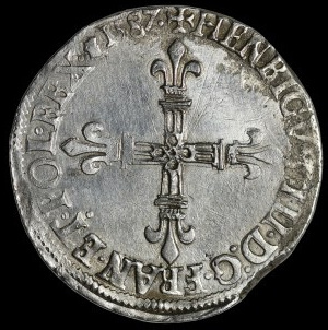 Henry of Valois, 1/4 Ecu 1587 C, Saint-Lô