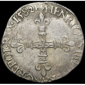 Henryk Walezy, 1/4 Ecu 1582 H, La Rochelle - rzadsze i b. ładne
