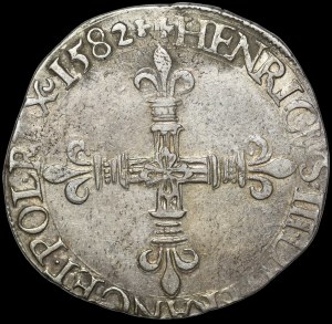 Henry of Valois, 1/4 Ecu 1582 H, La Rochelle - rarer and b. nice