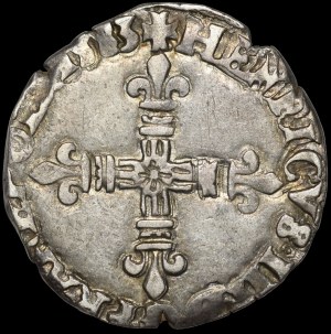 Henry of Valois, 1/8 Ecu 1583, Rennes - b. rare and b. nice