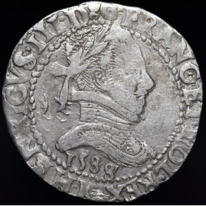Henryk Walezy, 1/2 Franka 1588/7 K, Bordeaux - przebitka daty - rzadkie