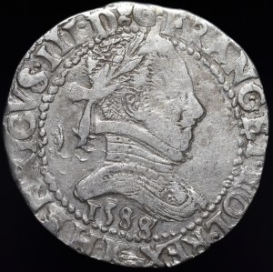 Henry of Valois, 1/2 Frank 1588/7 K, Bordeaux - date punch - rare