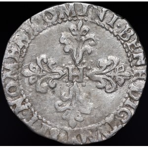 Henryk Walezy, 1/2 Franka 1588/7 K, Bordeaux - przebitka daty - rzadkie