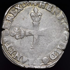 Henry of Valois, 1/4 Ecu 1584 F, Angers - rarer