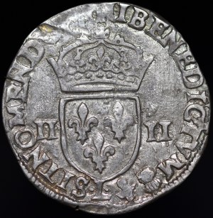 Henry of Valois, 1/4 Ecu 1584 L, Bayonne - b. nice