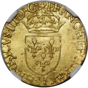 Henryk Walezy, Ecu d'or 1579 H, La Rochelle - b. rzadki