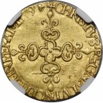 Henryk Walezy, Ecu d'or 1579 H, La Rochelle - b. rzadki