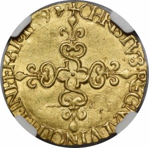 Henry of Valois, Ecu d'or 1579 H, La Rochelle - b. rare
