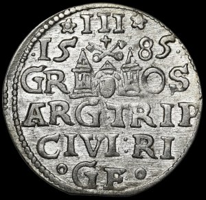 Stefan Batory, Trojak 1585, Riga - small head