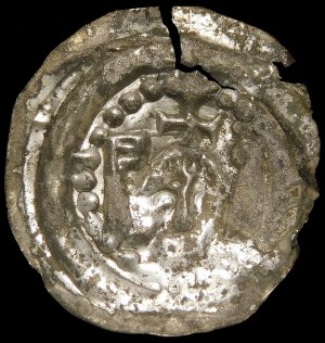 The Partition, Henry II the Pious or Boleslaw I the Bald, Brakteat - Head under the Cross