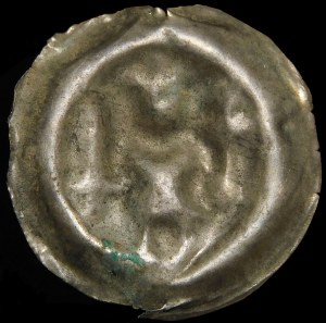 Quarter breakup, Brakteat - Frontal figure with sword and scepter