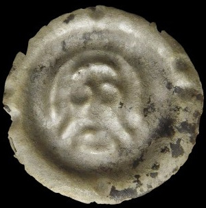Quartering, Brakteat - Head in front with moustache