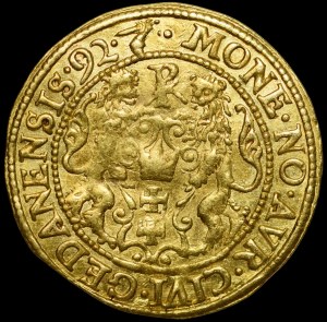 Sigismund III Vasa, Ducat 1592, Gdansk - beautiful and very rare, Ex. NGC AU58