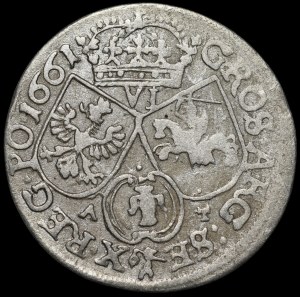 John II Casimir, Sixteen 1661 AT, Cracow - Type I bust - rare