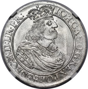 John II Casimir, Ort 1662, Gdansk - Lewart in shield - beautiful