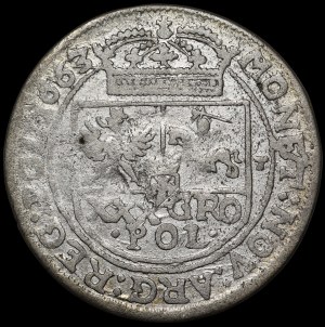 John II Casimir, Tymf 1663 AT, Krakow - punch - rare