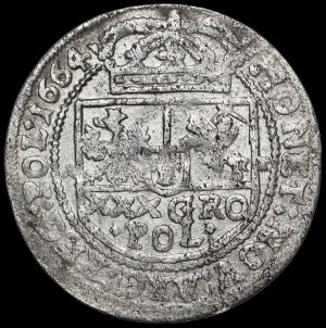 John II Casimir, Tymf 1664 AT, Krakow - SERVAT and METAL errors - rare