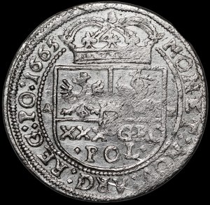 John II Casimir, Tymf 1665 AT, Krakow - spectacular punch - very rare