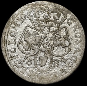John III Sobieski, the Sixpence of 1684, Krakow - wearing a crown